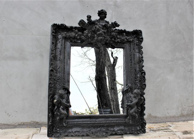 Large Victorian Black Wall Mirror With, Large White Victorian Mirror