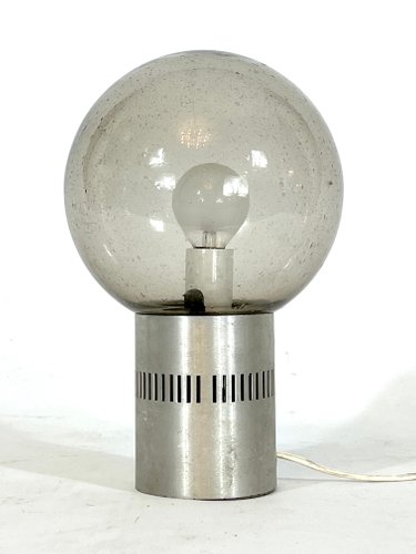 Bullicante Glass Table Lamp, Aluminum Table Lamp Mid Century Modern