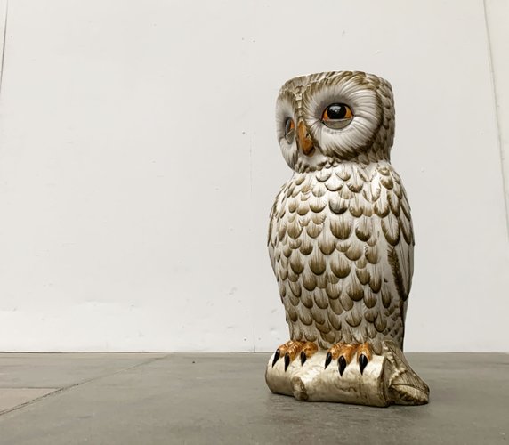 Vintage Italian Ceramic Owl Umbrella Stand for sale at Pamono