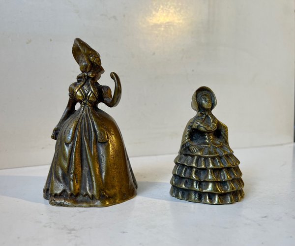 Antique 19th Century Victorian Brass Bells in Shape of Ladies, Set of 2 for  sale at Pamono