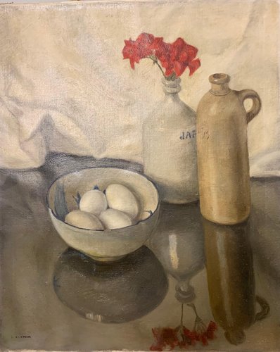 Henri Van De Velde Nature Morte avec Oeufs et Fleur Rouge 1920