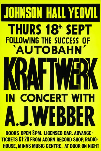 Kraftwerk Original Vintage UK Concert Poster, Yeovil, 1975 for