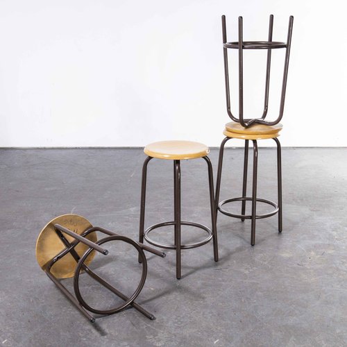 Round French High Stools In Chocolate, French Round Back Bar Stools