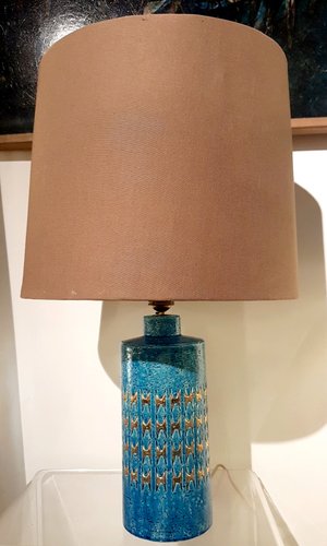 Italian Gold And Blue Bitossi Table, Table Lamps Gold And Blue