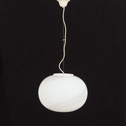 Italian Murano Glass Sphere Pendant Lamp in the Style of Venini by