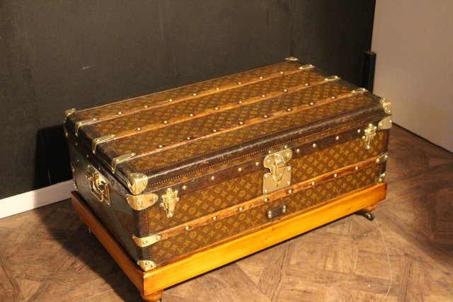 Antique Louis Vuitton Monogram Steamer Trunk Coffee Table For Sale