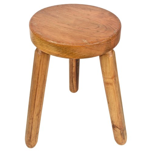 Mid-Century French Modern Wooden Tripod Stool in the style of