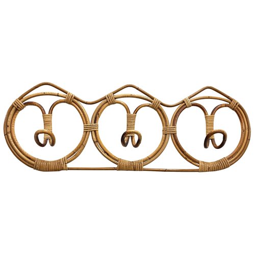 Mid Century Italian Rattan Bamboo Coat Hook 1960s for sale at