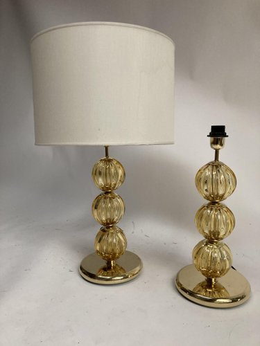 Murano Glass Lamps Set Of 2 For, Mercury Glass Stacked Ball Floor Lamp Brass