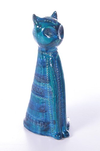 Rimini Blu Cat in Ceramic by Aldo Londi for Bitossi, 1960