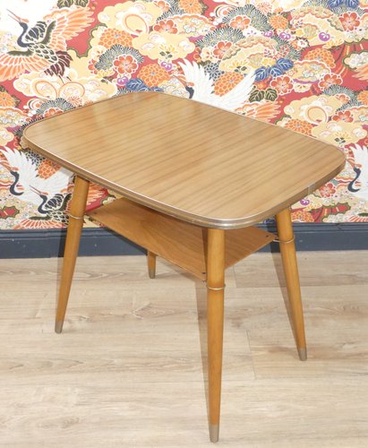 Teak Look With Storage Tail Table, Small Table Leaf Storage
