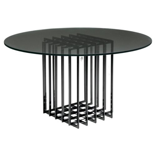 Glass Metal Sculptural Table By, Abc Round Coffee Tables