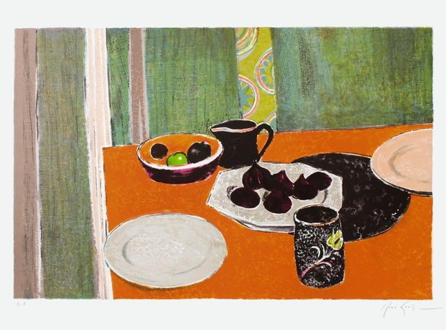 René Genis, Nature morte aux fruits, 1985, Lithograph for