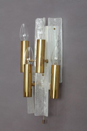 Große Eisglas Wandleuchten von J. T. Kalmar für Kalmar, 1950. 2er Set