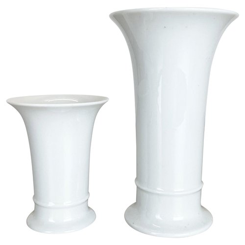 Vintage Ceramic Vase White by AK Kaiser 70s Retro Design Mid Century Space Age Op Art