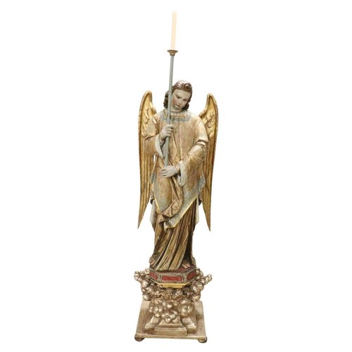 Statue ange en prières en bois - Ange - Statue en bois