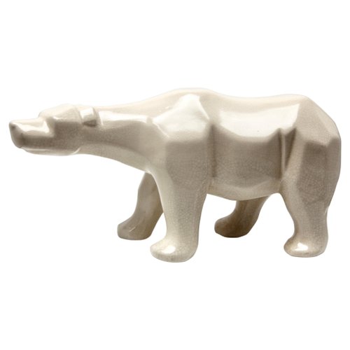 céramique craquelée style ART DECO LV ceram Artceram Grand ours polaire 