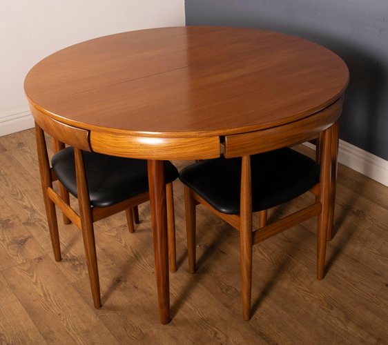 Rounded Teak Dining Table Chairs By, Round Fold Away Dining Table And Chairs