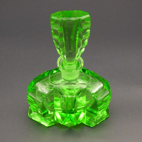Grüner Art Deco Glasflakon, 1930er bei Pamono kaufen