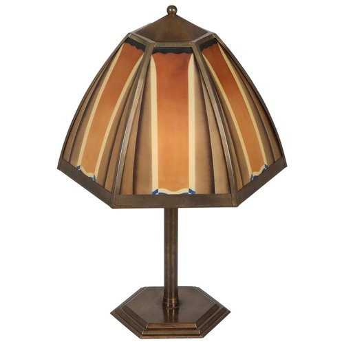 Art Deco Dutch Bronze And Colored Glass, Bronze Stained Glass Table Lamp