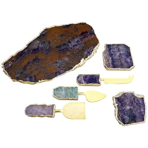 Agate Cheese Board Set, Set of 6 for sale at Pamono