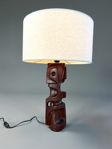 Wood carved lamp sales