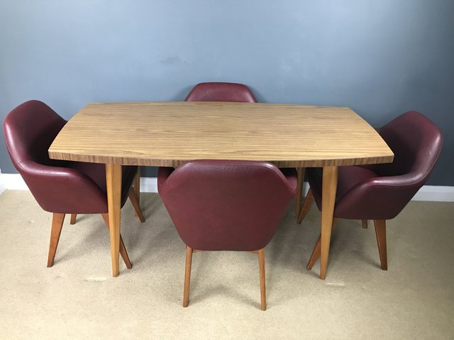Mid-Century Dining Table & Four Dining Chairs from Benchairs, Set of 5