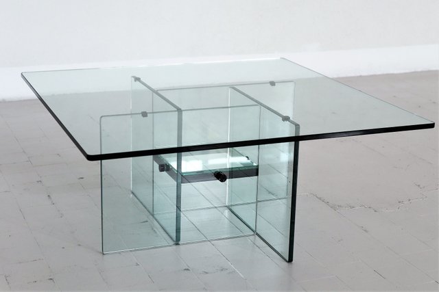 Mid-Century Italian Crystal Glass Coffee Table, 1970s for