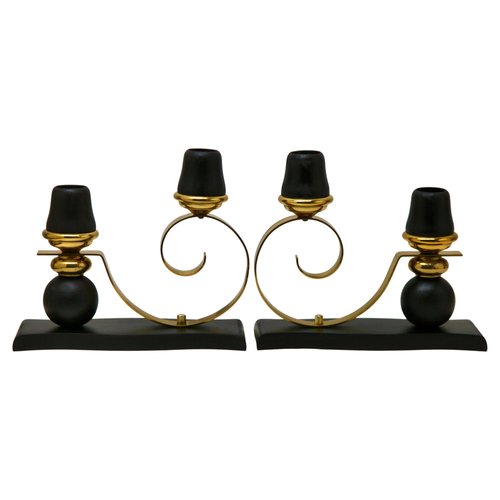Deco 79 Kerzenständer-Set Aus Holz – 3-teilig In Schwarz, 22,9 Cm, 17,8 Cm, 15,2 Cm Hoch