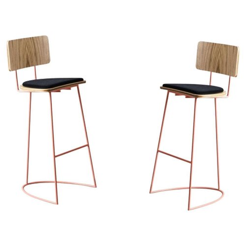 Boomerang Stools With Backrest Copper, Copper Coloured Bar Stools