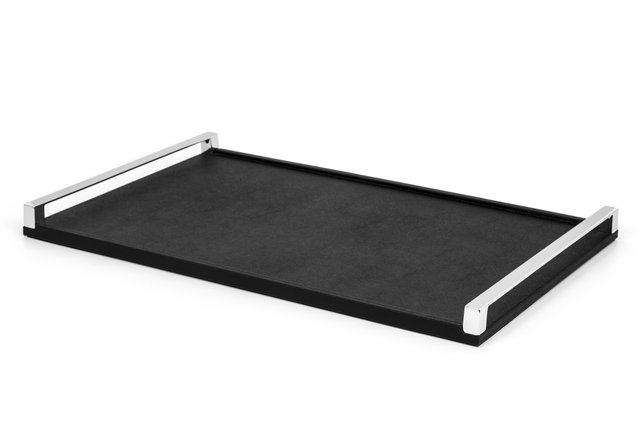 Leather Jupiter Tray For At Pamono, Silver Serving Tray With Leather Handles