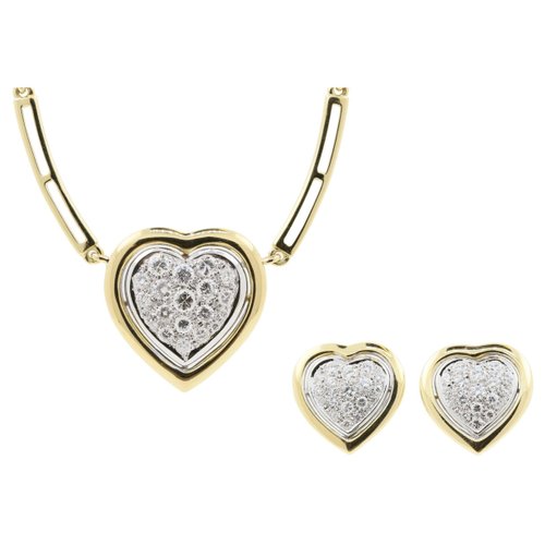 18 Karat Gold Clip Earrings \u0026 Necklace 