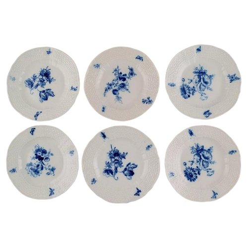 Antique HandPainted Porcelain Side Plates from Meissen, Set of 6 for