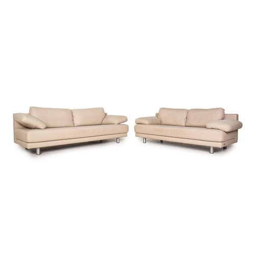 Beige Leather 355 Two Seater And Three Sofa Set By Rolf Benz Of 2 For At Pamono Beige Leather 355 Two Seater And Three, Greige Leather Sofa
