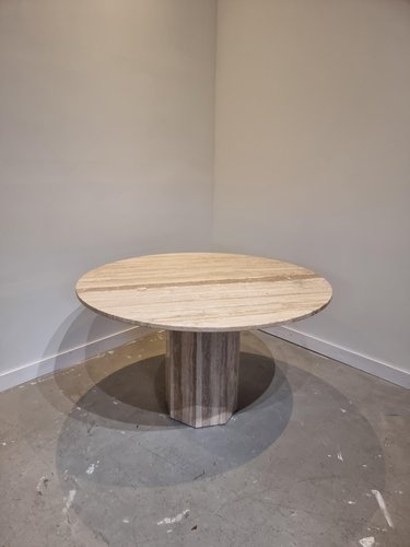 Travertine Round Dining Table Italy 1970s For At Pamono Travertine Round Dining Table Italy, Round Travertine Top Dining Table