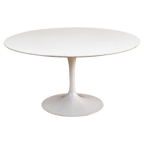 White Pedestal Dining Table In Aluminum, Black Round Pedestal Dining Table For 6