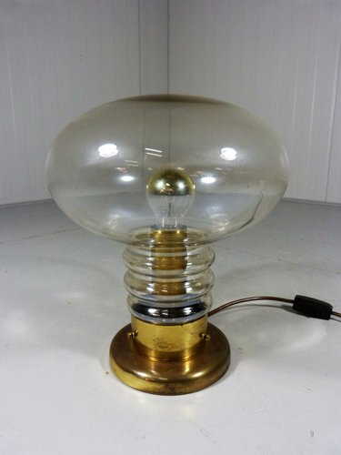 Glass Bulb Table Lamp In Brass 1960s, Retro Light Bulb Table Lamp