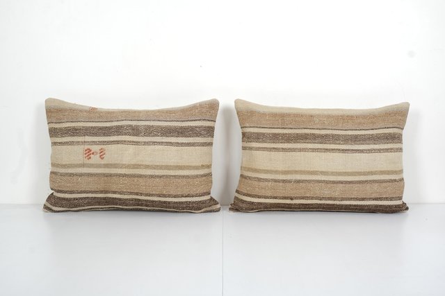 Set of 2 Turkish Pillow Bohemian Vintage Pillow Kilim Pillow Handwoven Pillow Cases Decorative Pillows Lumbar Pillow Covers 16 x 16