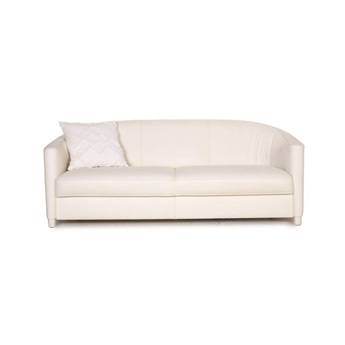 White Leather Club Grande Three Seater, White Leather Lounge Sofa
