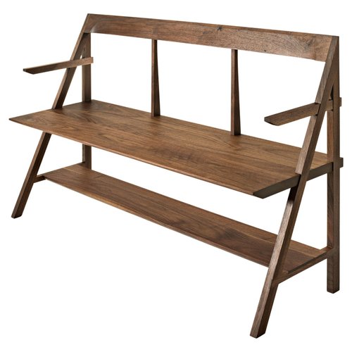 Walnut Cantilever Arm Bench By Phaedo For At Pamono Walnut Cantilever Arm Bench By Phaedo, Armed Bench Furniture