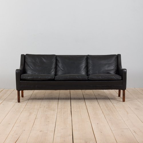 Danish Black Leather Rosewood Sofa 1960s For At Pamono Black Leather Rosewood Sofa 1960s, Black Leather And Wood Sofa