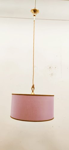 Lilac Fabric Gold Silk Cable Pendant Lamp for sale at Pamono