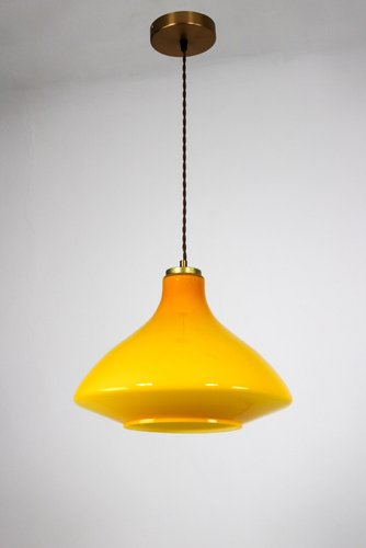 Vintage Yellow Glass Pendant Lamp for 
