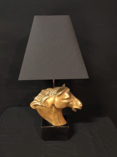 Lampe Tête de Cheval en Bronze Doré, 1970s en vente sur Pamono