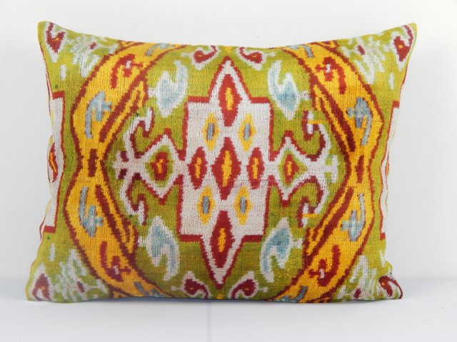 Orange ikat pillow top