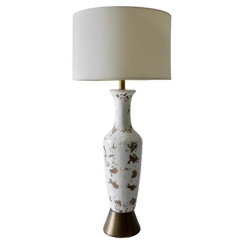 Table Lamp In Ceramic For At Pamono, White And Natural Wood Table Lamps