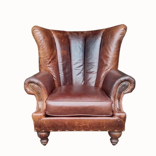 Leather Fireside Chair By Paul Robert, Leather Fireside Armchair