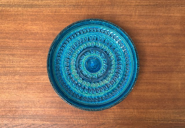 Large Mid-Century Italian Rimini Blu Pottery Bowl by Aldo Large Mid-Century Italian Rimini Blu Pottery Bowl by Aldo