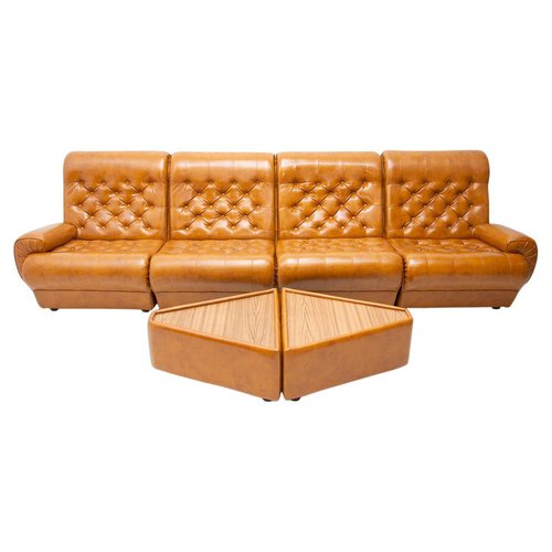 Vintage Modular Leatherette Living Room Set 1970s Set of 6 for