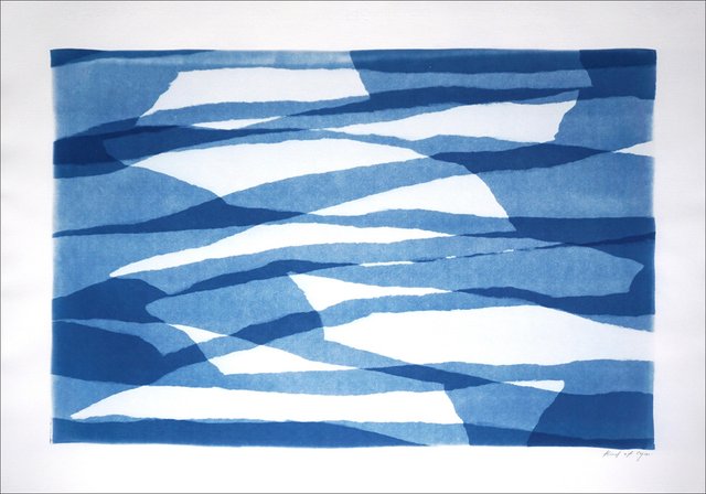 Layered Torn Paper III, 2022, Cyanotype for sale at Pamono